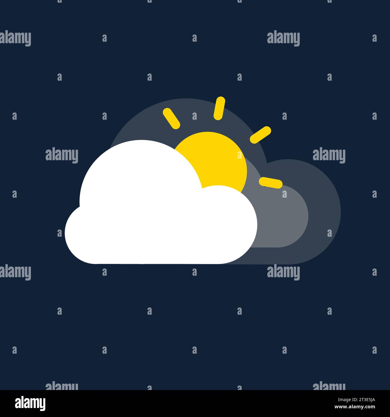 Clouded sky and sun. weather illustration in flat design vector. EPS 10 Stock Vector