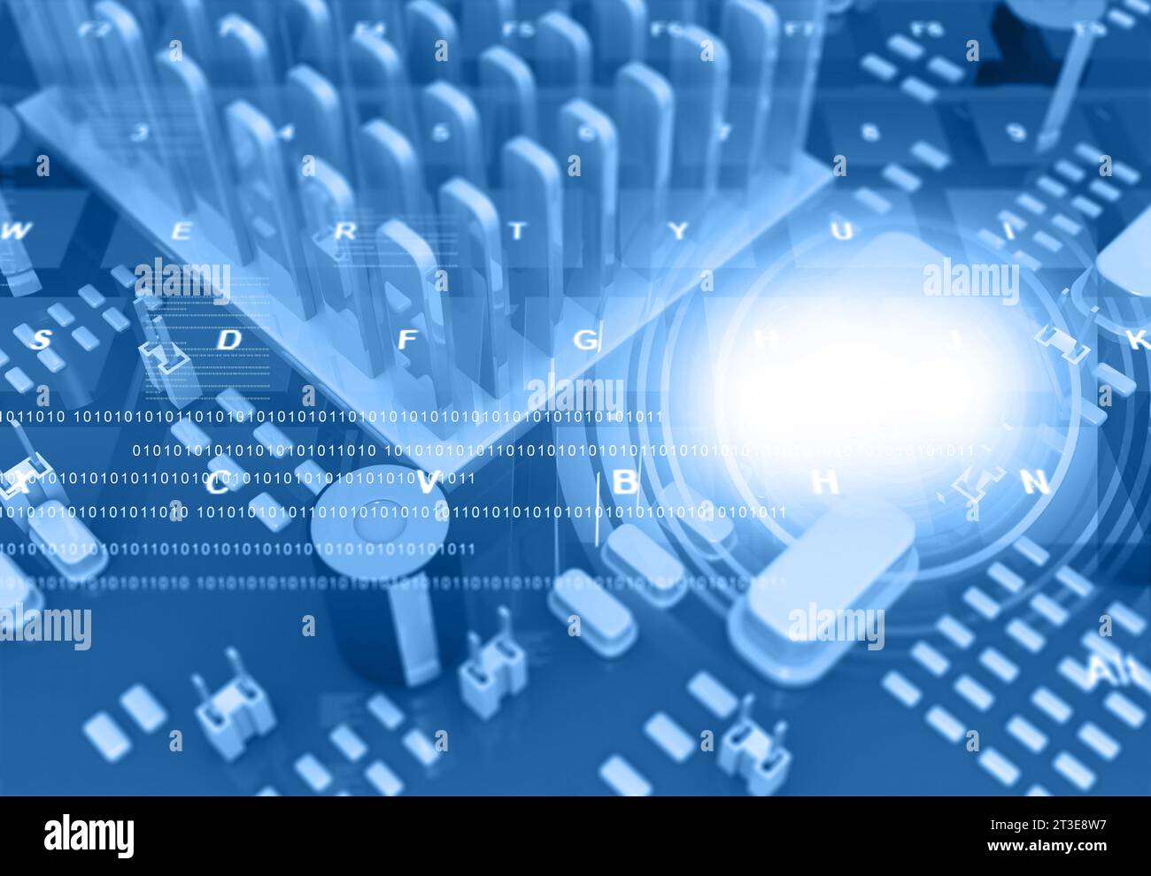 Circuit board with binary codes. 3d illustration Stock Photo - Alamy