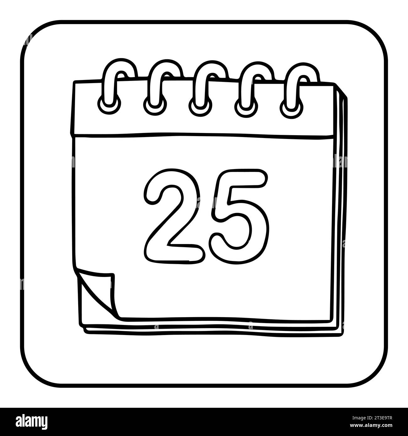 Xmas coloring advent calendar. Hand drawn vector Calendar date Stock Vector