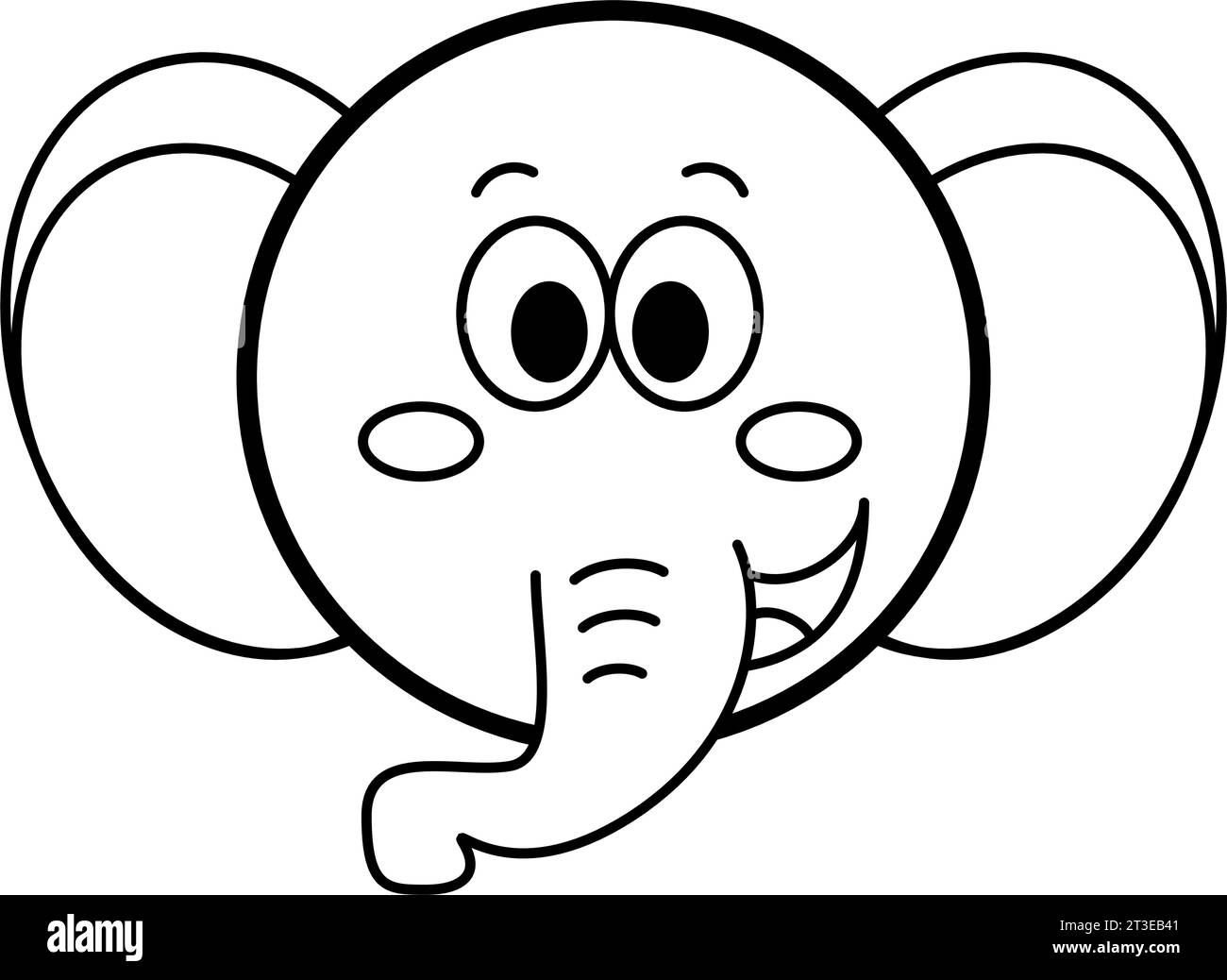 Elephant - Famous Thai and Asian Gentle Giant Animal Face for Forest, Wildlife, and Nature Theme in Educational Resource of Preschool and Kindergarten Stock Vector