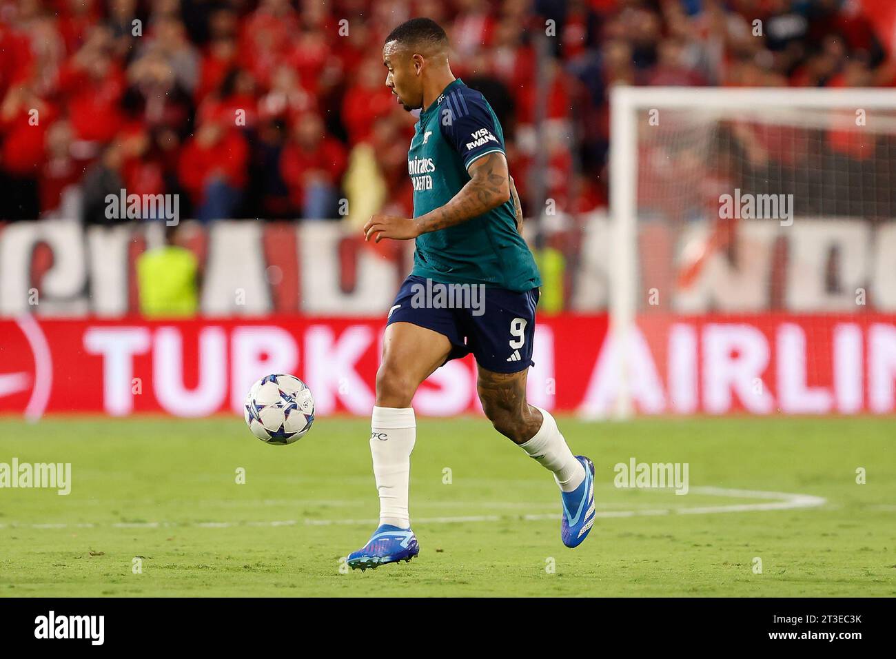 Seville, Spain. 24th Oct, 2023. Gabriel Jesus (9) of Arsenal seen during the UEFA Champions League match between Sevilla FC and Arsenal at Estadio Ramon Sanchez Pizjuan in Seville. (Photo Credit: Gonzales Photo/Alamy Live News Stock Photo