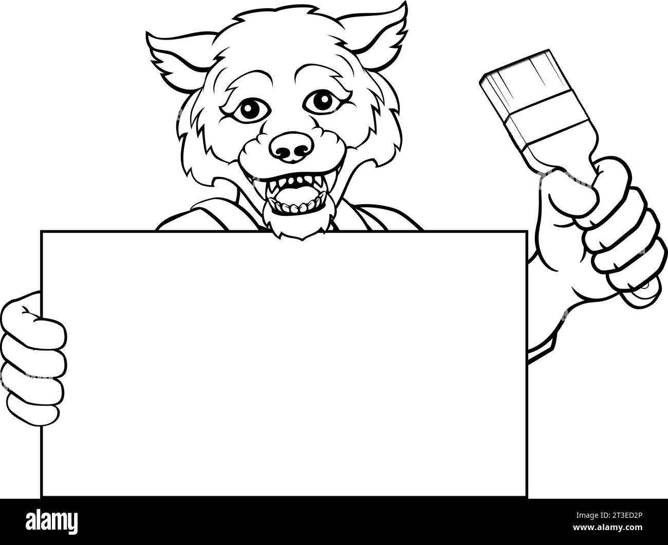 Wolf Painter Decorator Paint Brush Mascot Man Stock Vector Image & Art