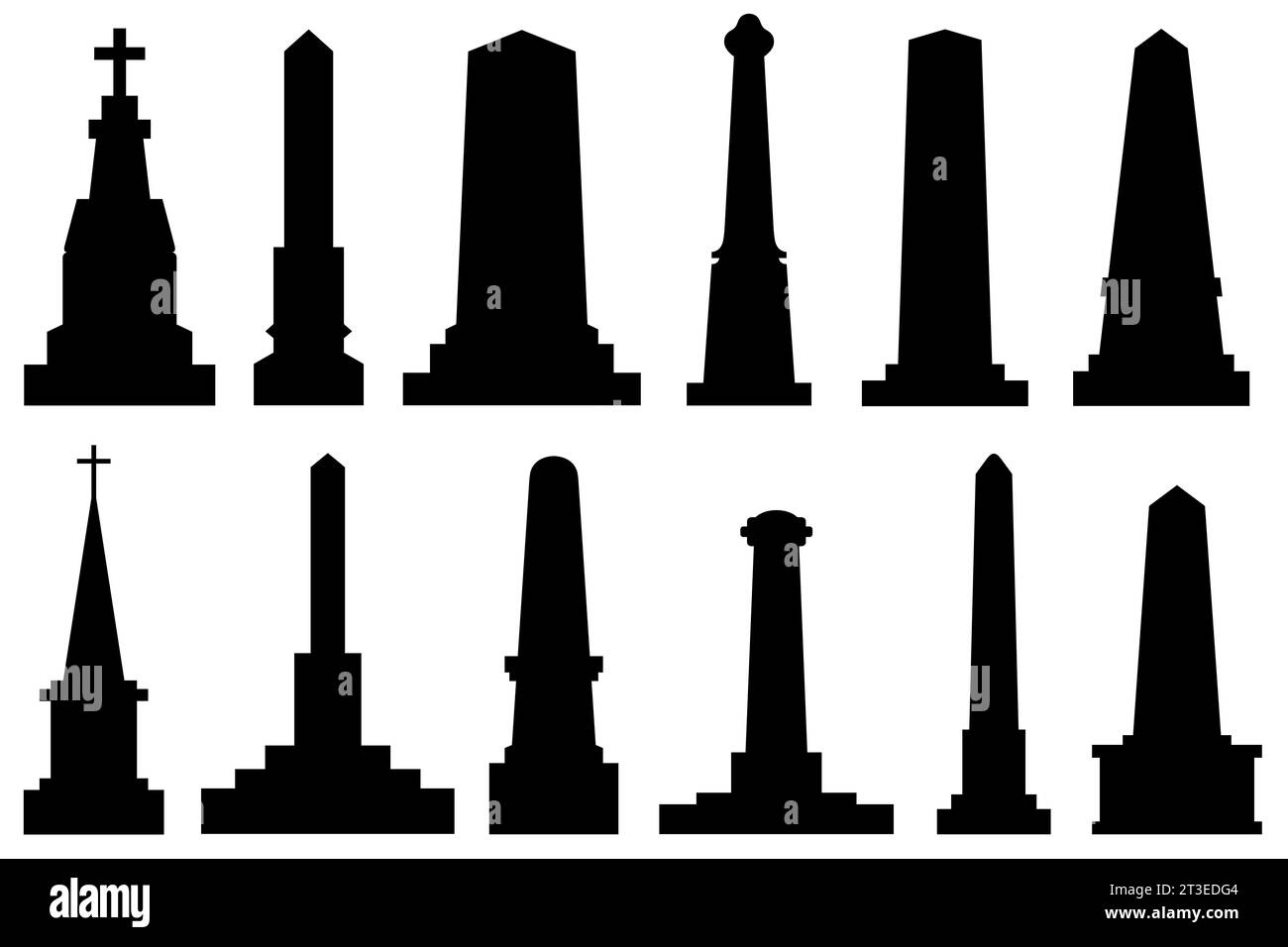 Illustration of different obelisks isolated on white Stock Photo