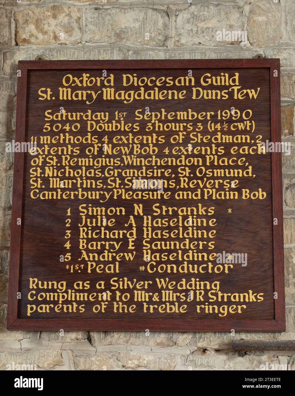 Bell ringing board, St. Mary Magdalene Church, Duns Tew, Oxfordshire ...