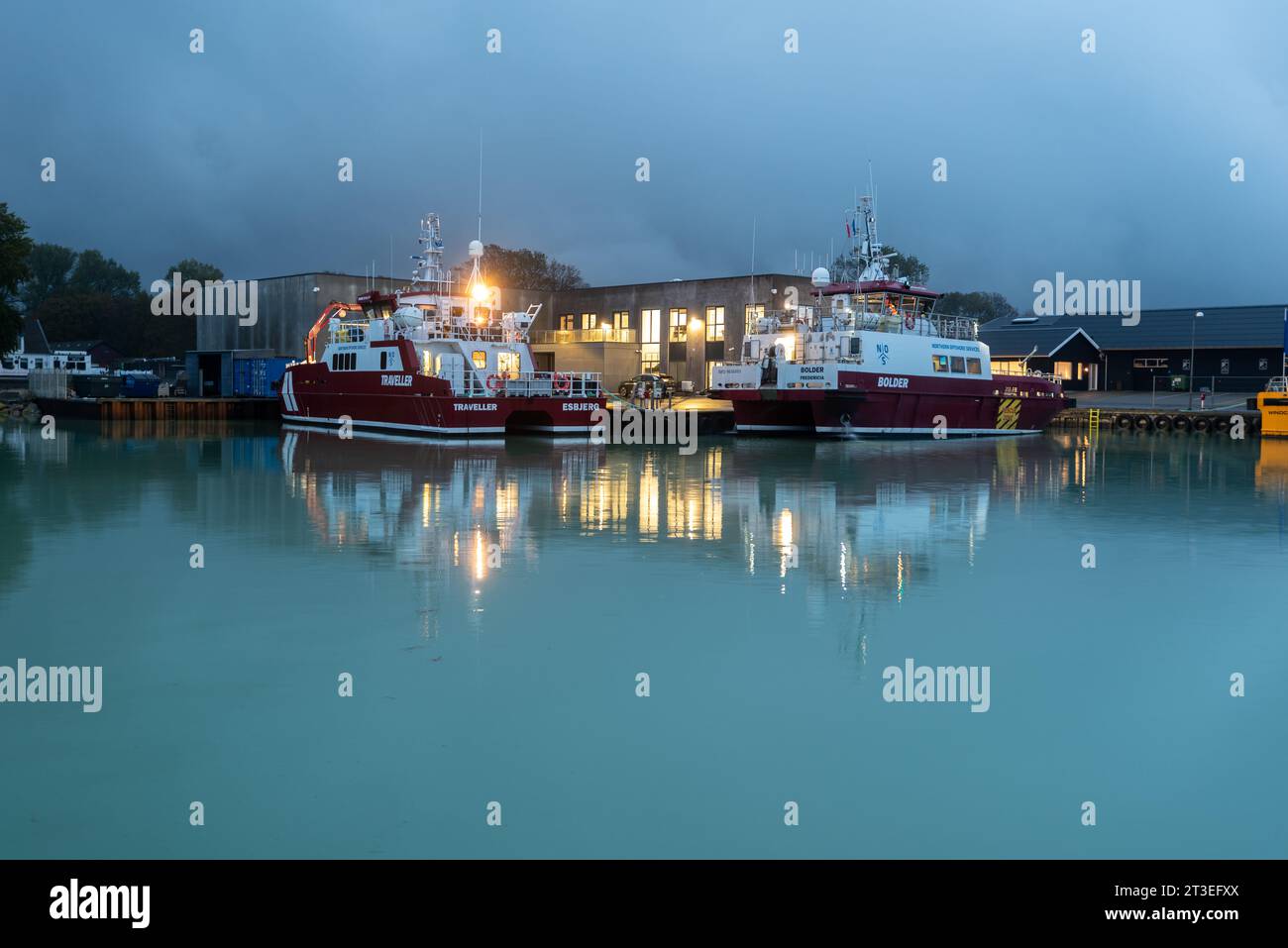 The M/V Traveler, crew transfer ship, M/V Bolder, service ship for the ...