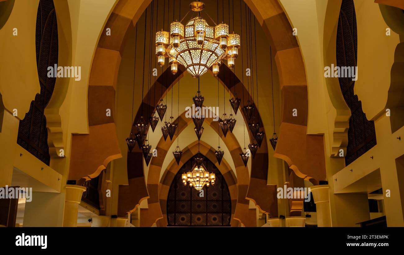 Pearl Qatar, Doha 10/10/23 A variety of Arabic chandeliers and lamps