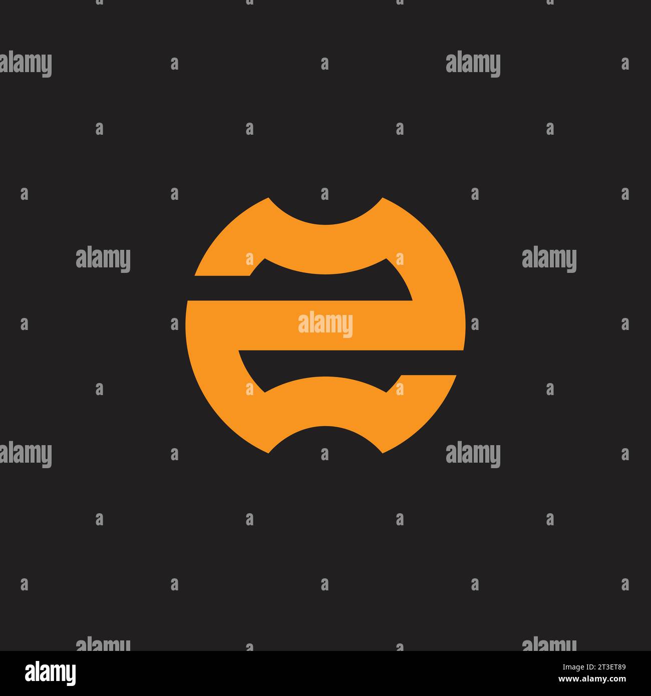 num ber 2 e simple geometric circle logo vector Stock Vector