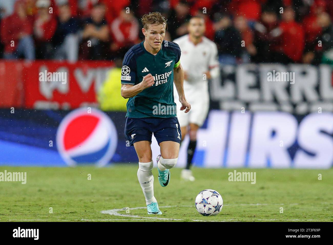 during the UEFA Champions League match, Group B, between Sevilla FC and Arsenal FC played at Ramon Sanchez Pizjuan Stadium on October 24, 2023 in Sevilla, Spain. (Photo by Antonio Pozo / PRESSINPHOTO) Stock Photo