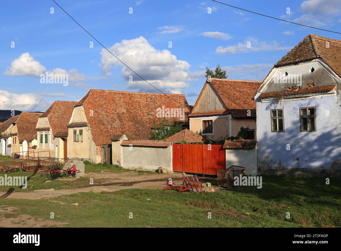 Traditional houses, Strada Principală, Viscri, UNESCO World Heritage Site, Braşov County, Transylvania, Romania, Europe Stock Photo