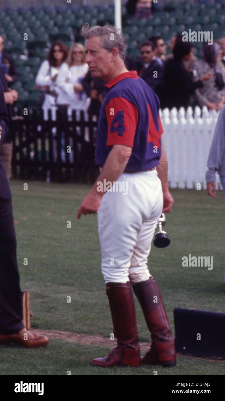 Prince Charles, The Prince of Wales at Polo on Smith's Lawn, Windsor 29th June 2002   Photo by The Henshaw Archive Stock Photo