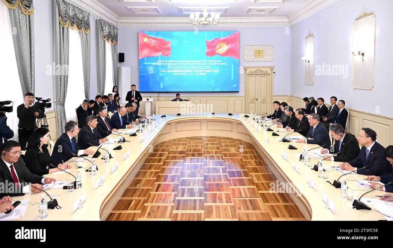 Bishkek, Kyrgyzstan. 25th Oct, 2023. Chinese Premier Li Qiang meets