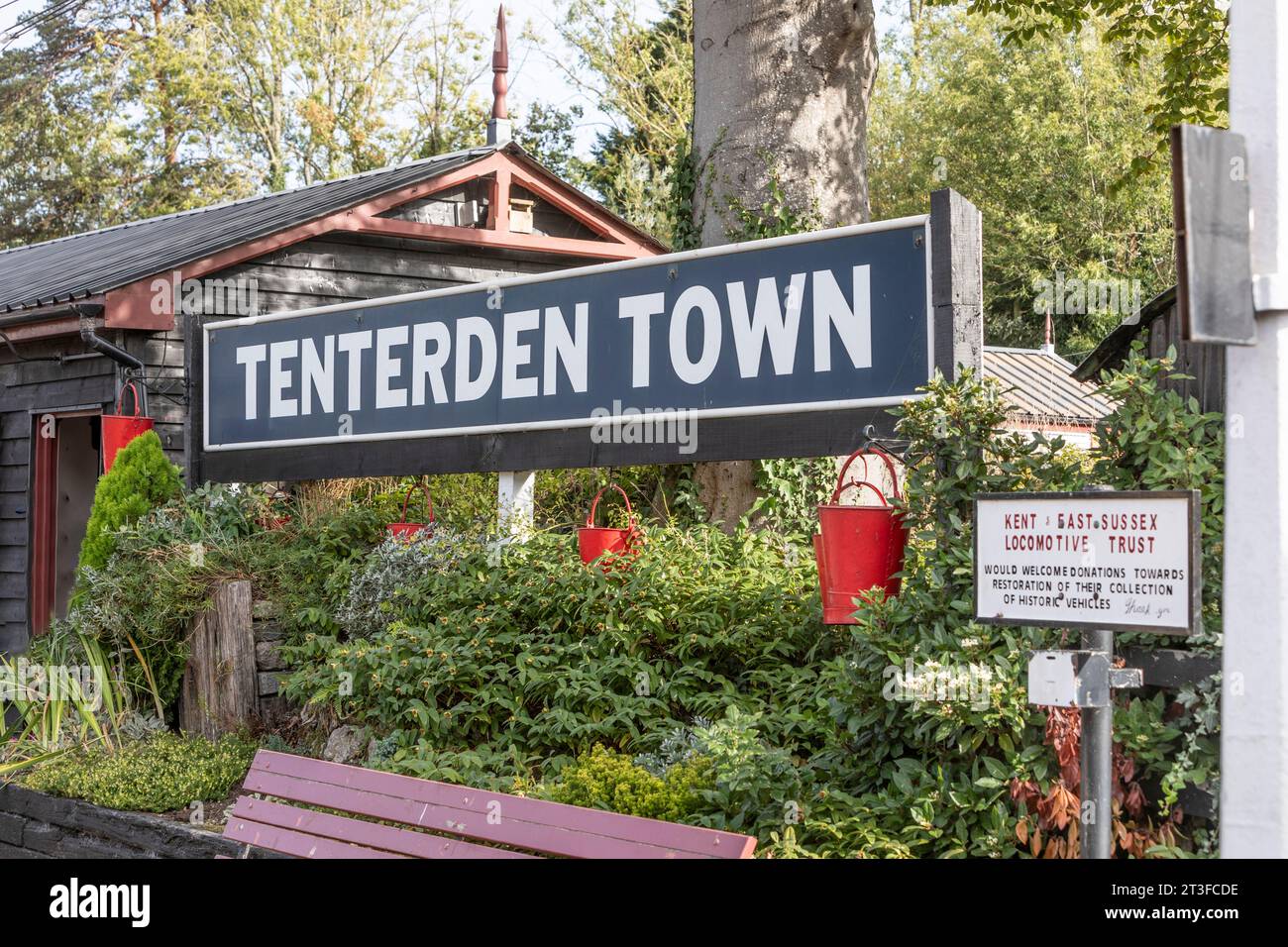 The sign at Tenterden Railway station Stock Photo