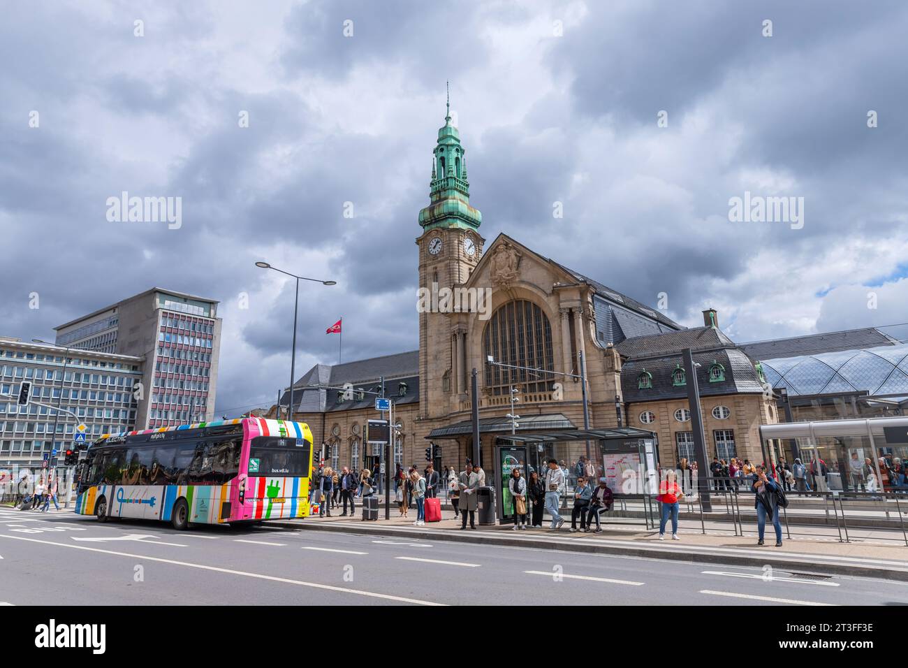 Luxembourg - August 1, 2023: Gare Centrale (Central Station). Train station in Luxembourg City, Luxembourg Stock Photo