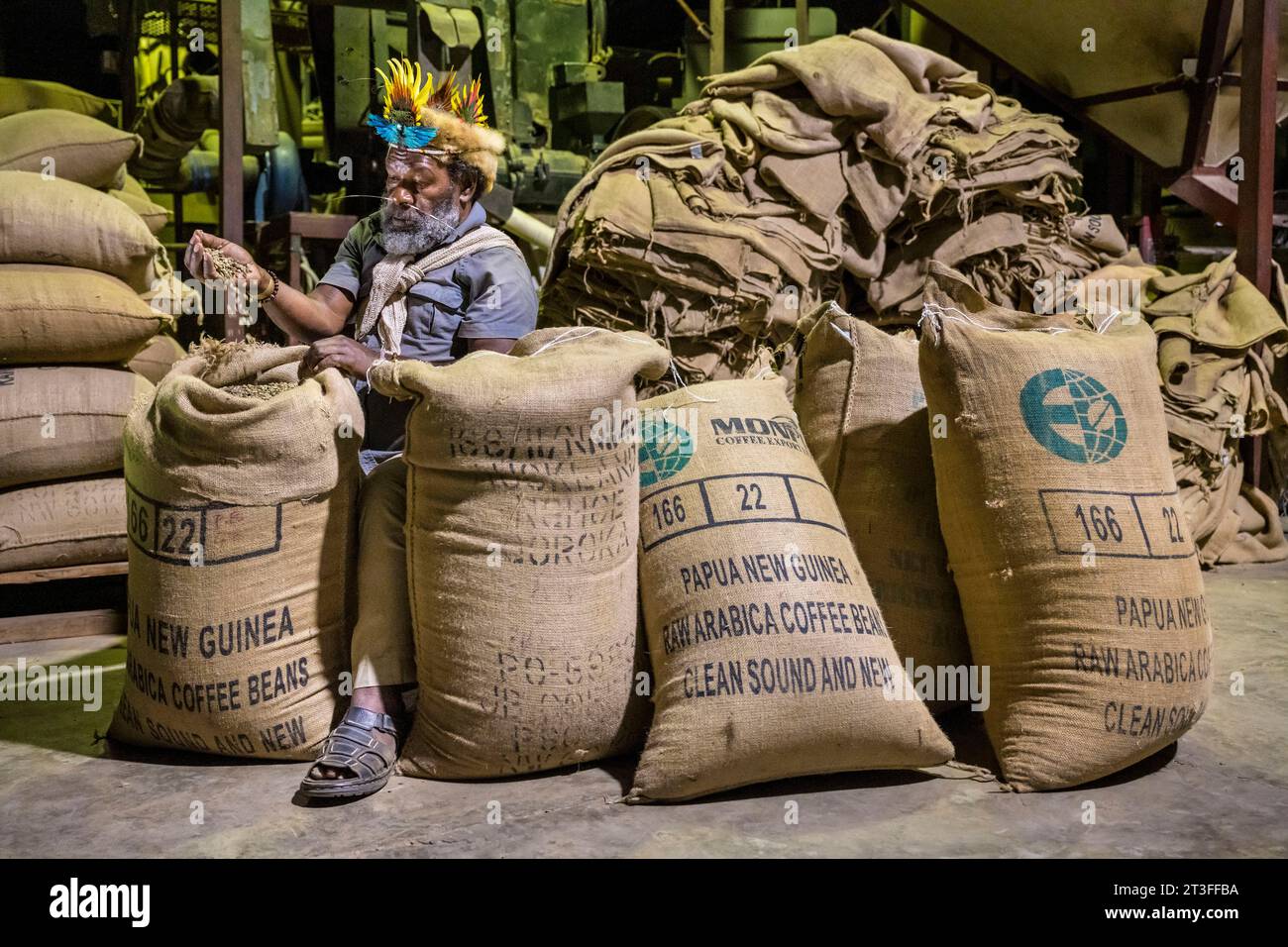 Papua New Guinea, Enga province, Wabag town, Wapanamenda coffee factory