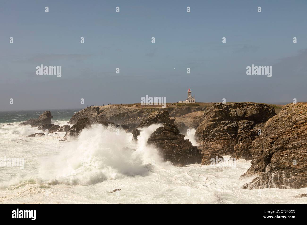 France, Morbihan, Belle-Ile-en-Mer, Sauzon, Pointe des Poulains, poulains lighthouse in the background Stock Photo