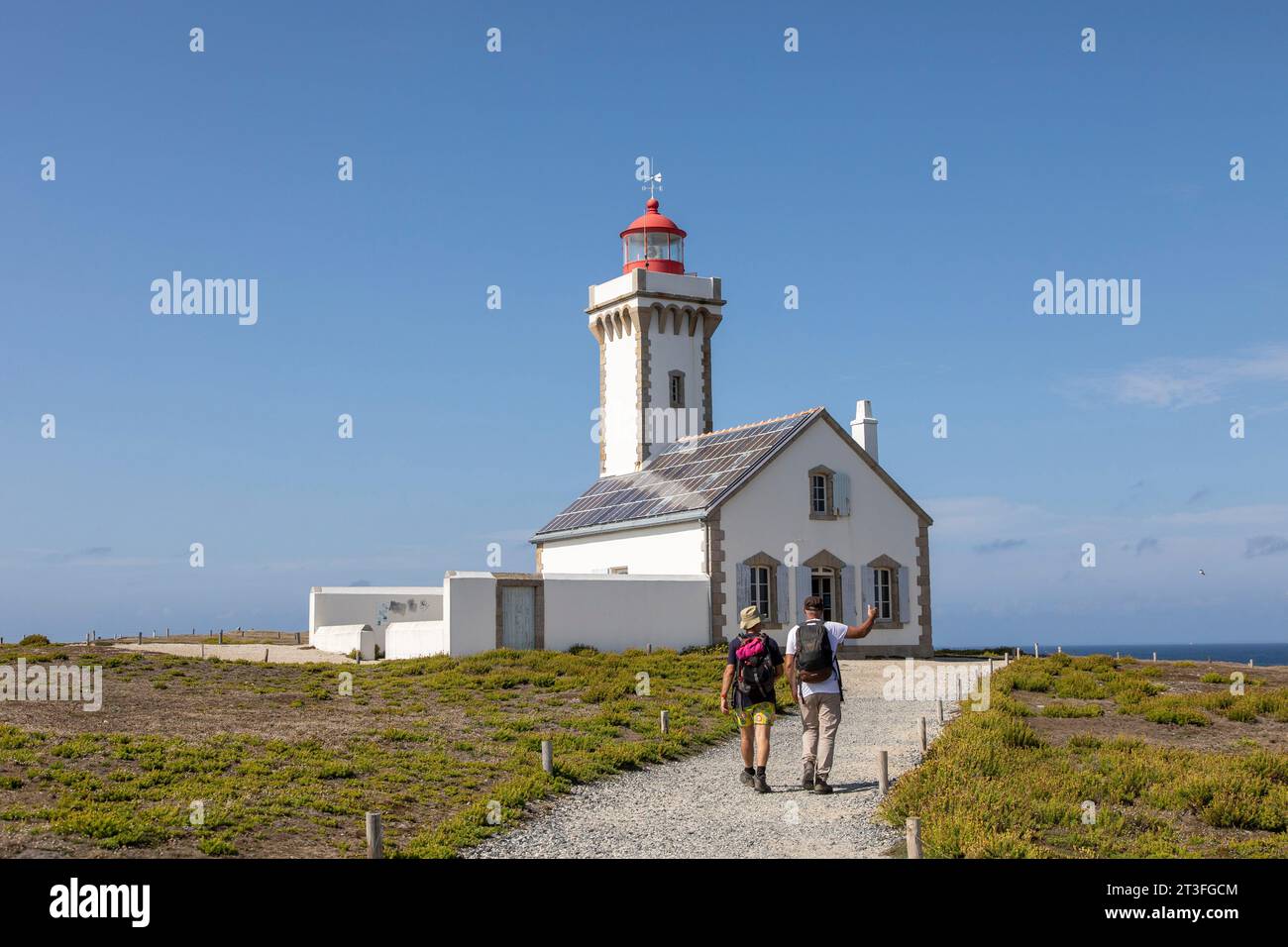 France, Morbihan, Belle-Ile-en-Mer, Sauzon, Pointe des Poulains, Poulains lighthouse Stock Photo