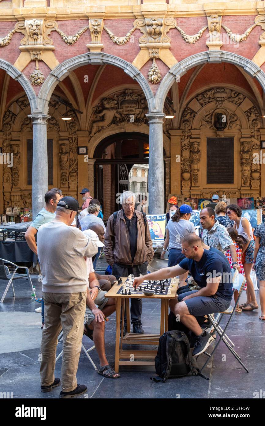 France, Nord, Lille, chess player in the old stock exchange Stock Photo
