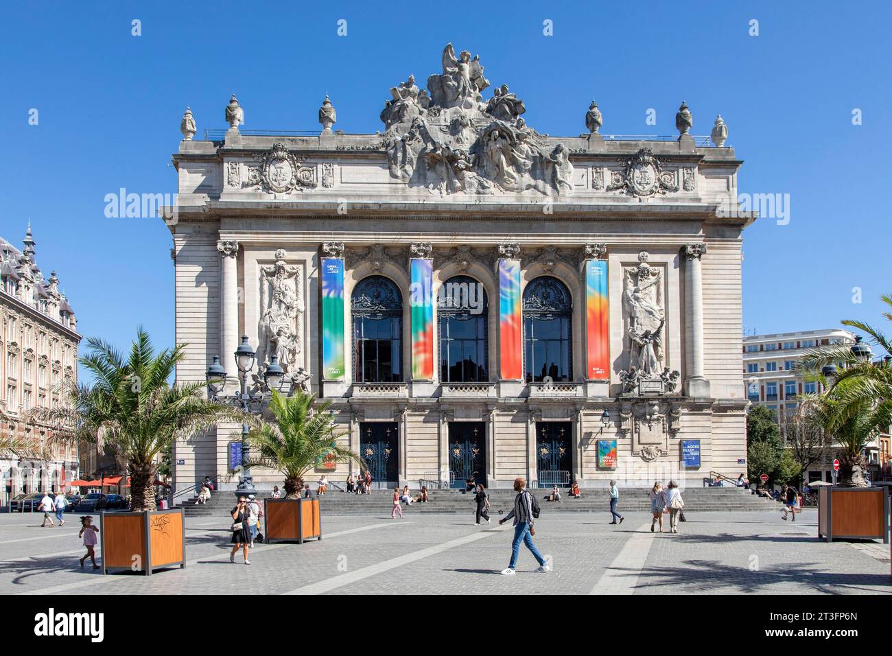 France, Nord, Lille, the Opera, facade and pedestrian plaza Stock Photo