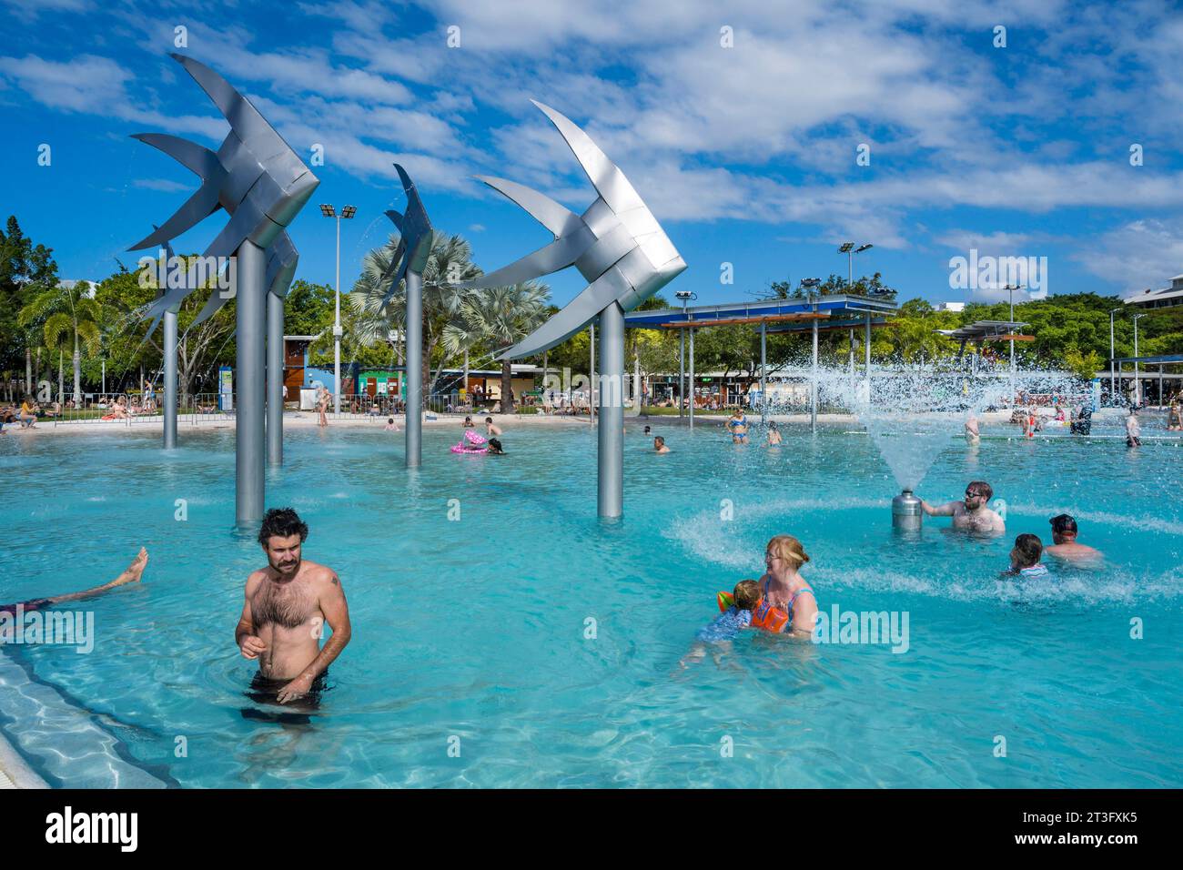 Australia, Queensland, north coast, Cairns, the Cairns esplanade, the lagoon, geant swimming pool open for free Stock Photo