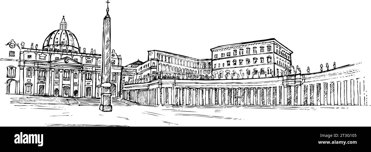 vatican city background hand drawn. vector illustration Stock Vector