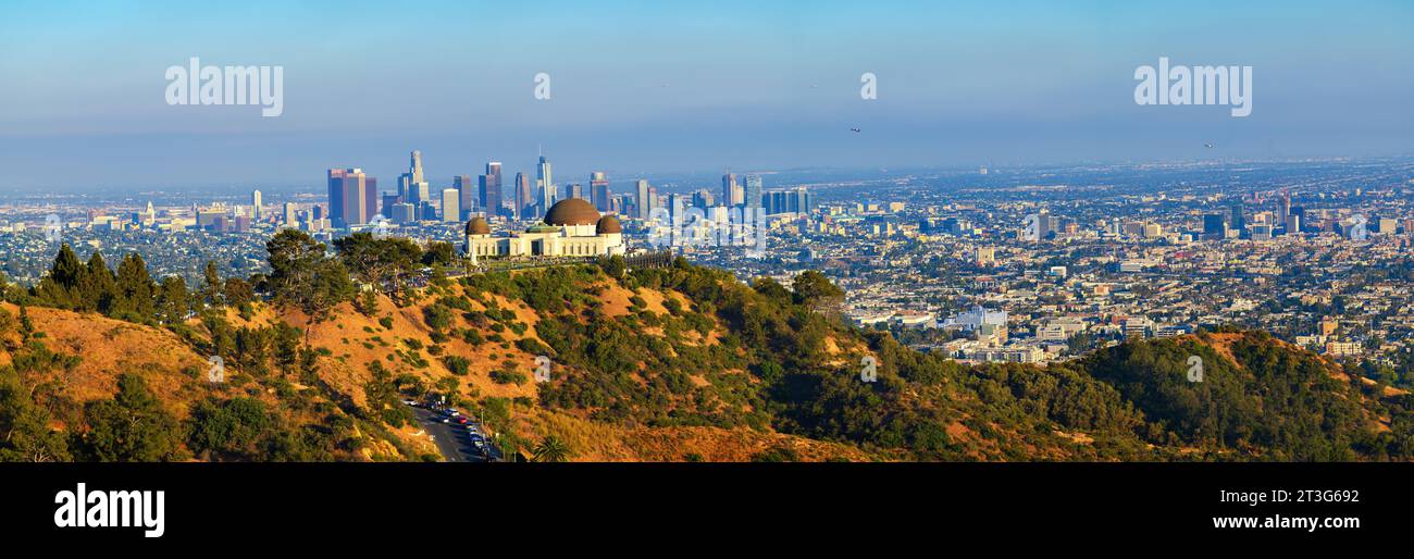Observatory View Panorama of Griffith Observatory and Los Angeles skyline Stock Photo ...