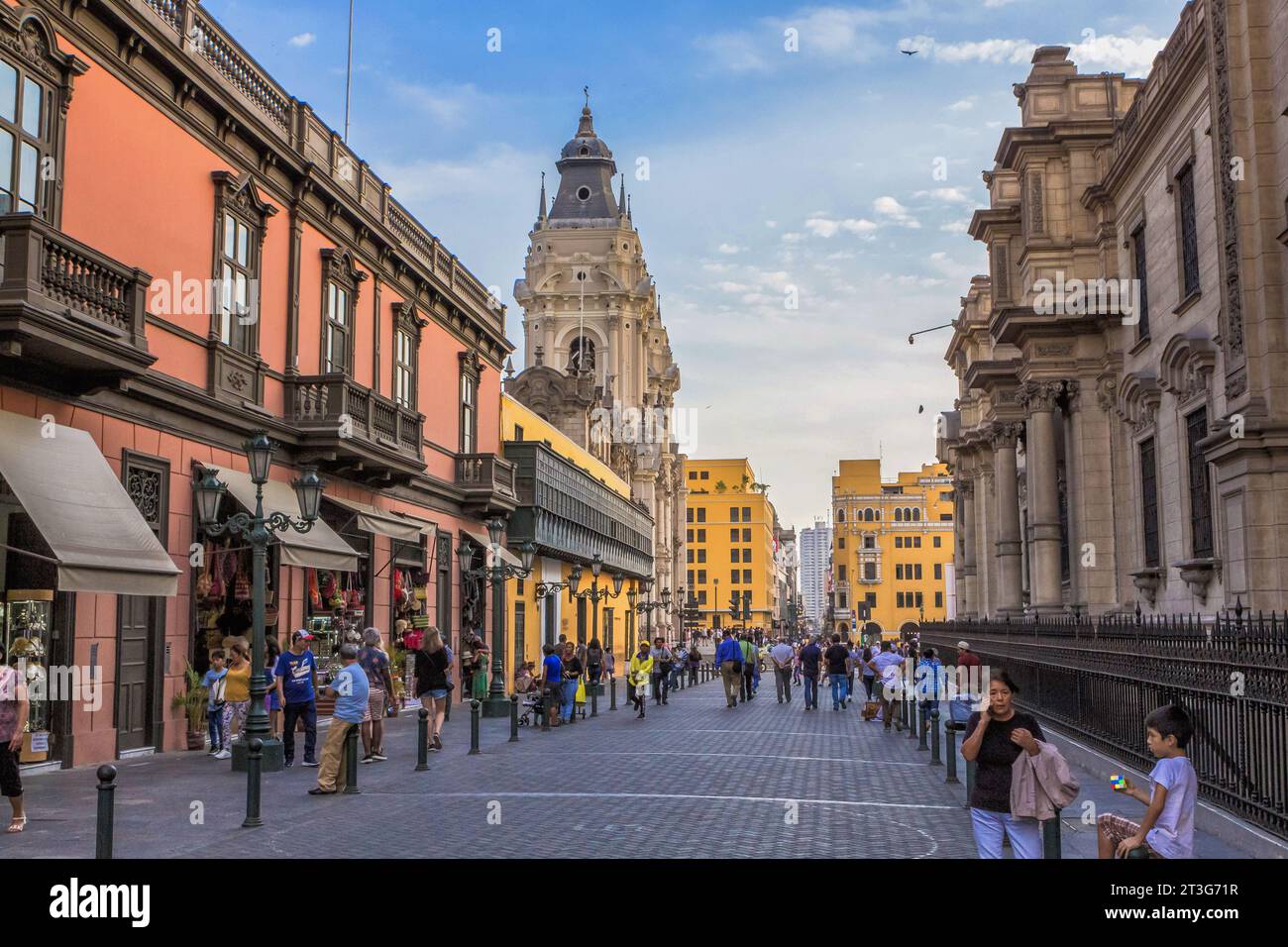 street of the historic center of Lima Peru. Stock Photo
