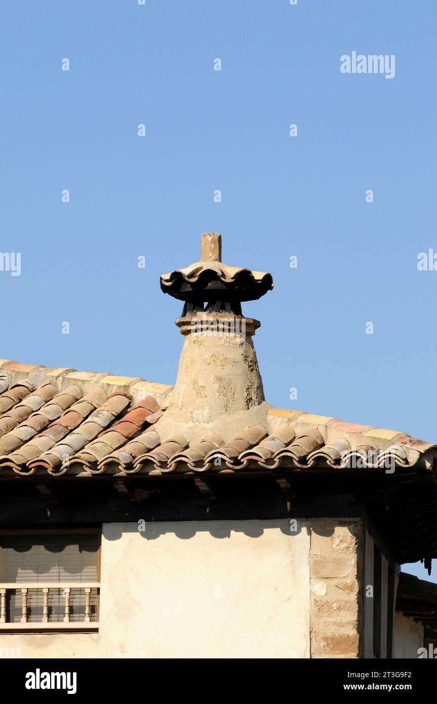 Traditional chimney. Asque, Colungo municipality, Huesca province, Aragon, Spain. Stock Photo
