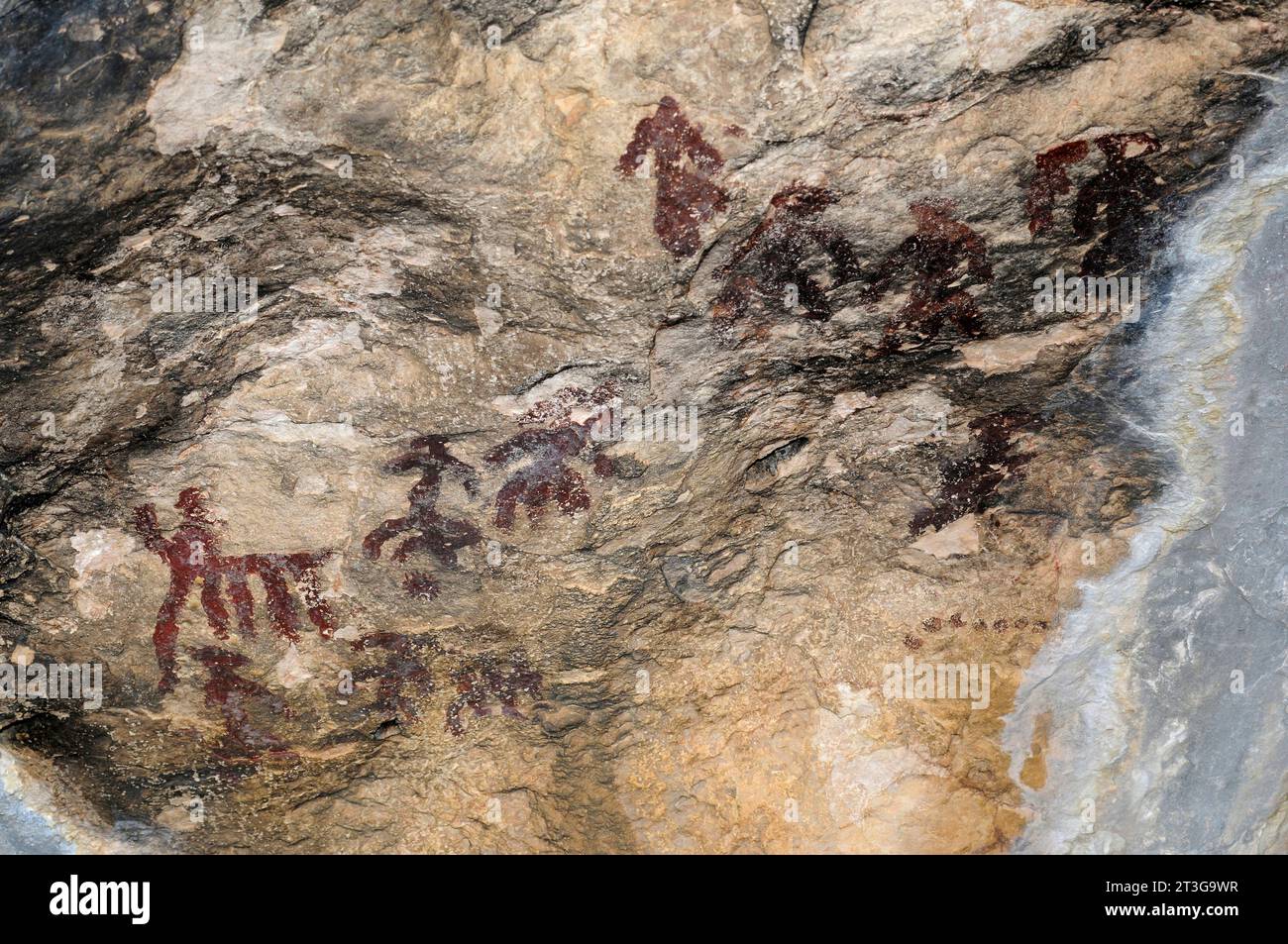 Tozal de Mallata, cave paintings. Asque, Colungo municipality, Sierra y Cañones de Guara Natural Park, Huesca province, Aragon, Spain. Stock Photo