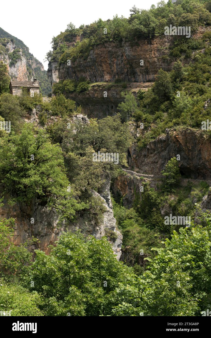 Añisclo Canyon or Bellos River Canyon, San Urbez. Ordesa y Monte Perdido National Park, Huesca province, Aragon, Spain. Stock Photo
