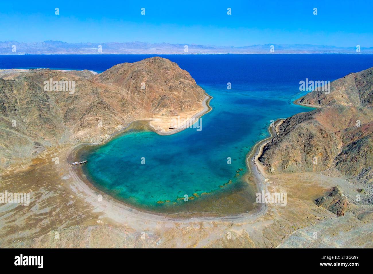 Egypt, governorate of South Sinaï, Taba, the Fjord (aerial view) Stock Photo