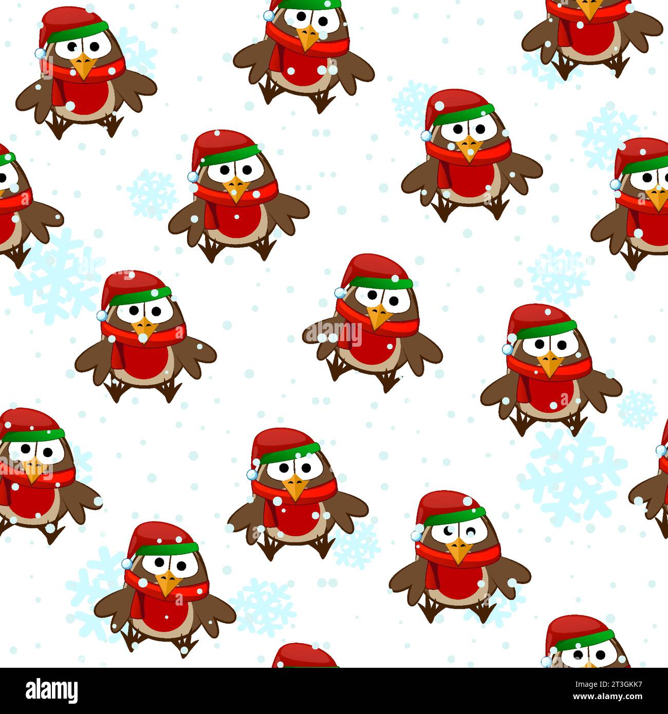 Seamless pattern with bullfinches and snow Stock Vector
