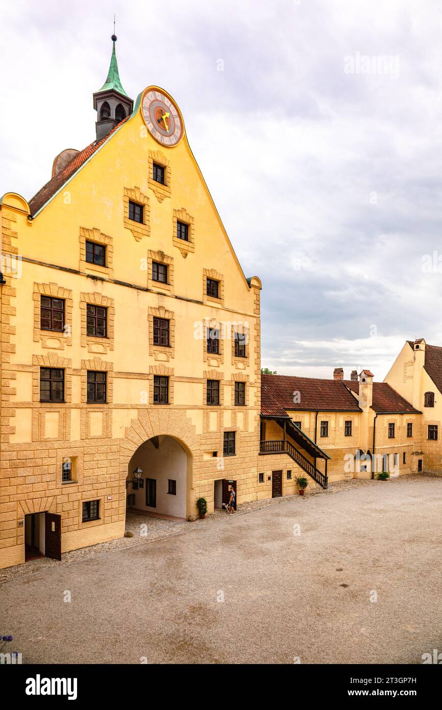Landshut, Germany - July 24, 2023: Panoramic view of courtyard of