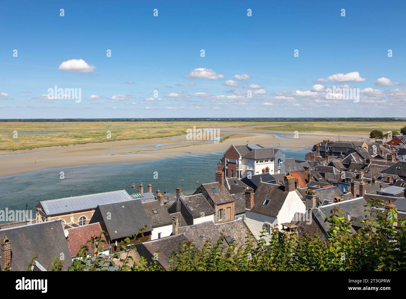 France, Somme, Baie de Somme, Saint Valery sur Somme, view of the town and bay Stock Photo