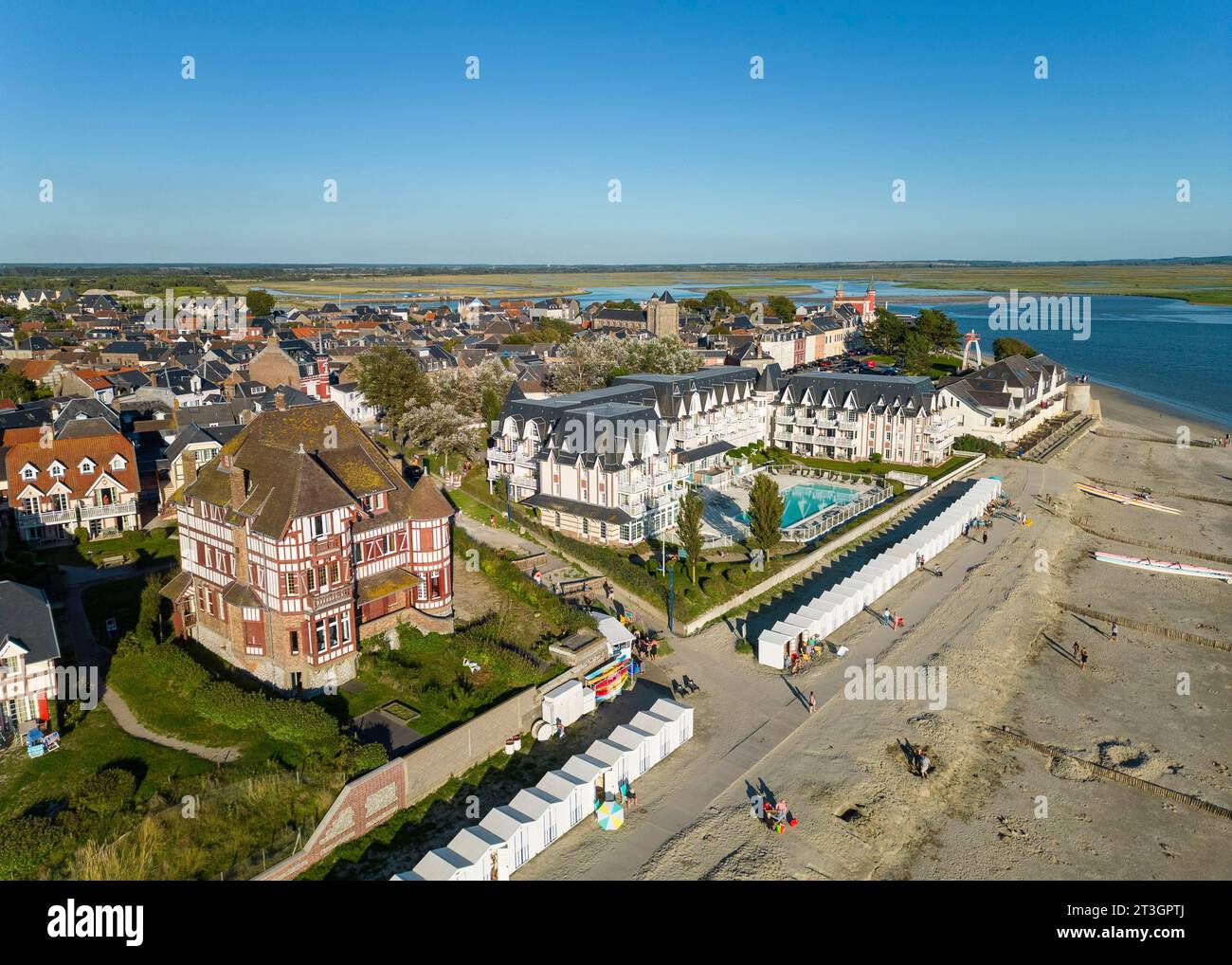 France, Somme, Baie de Somme, Le Crotoy, Pierre et vacances residence (aerial view) Stock Photo