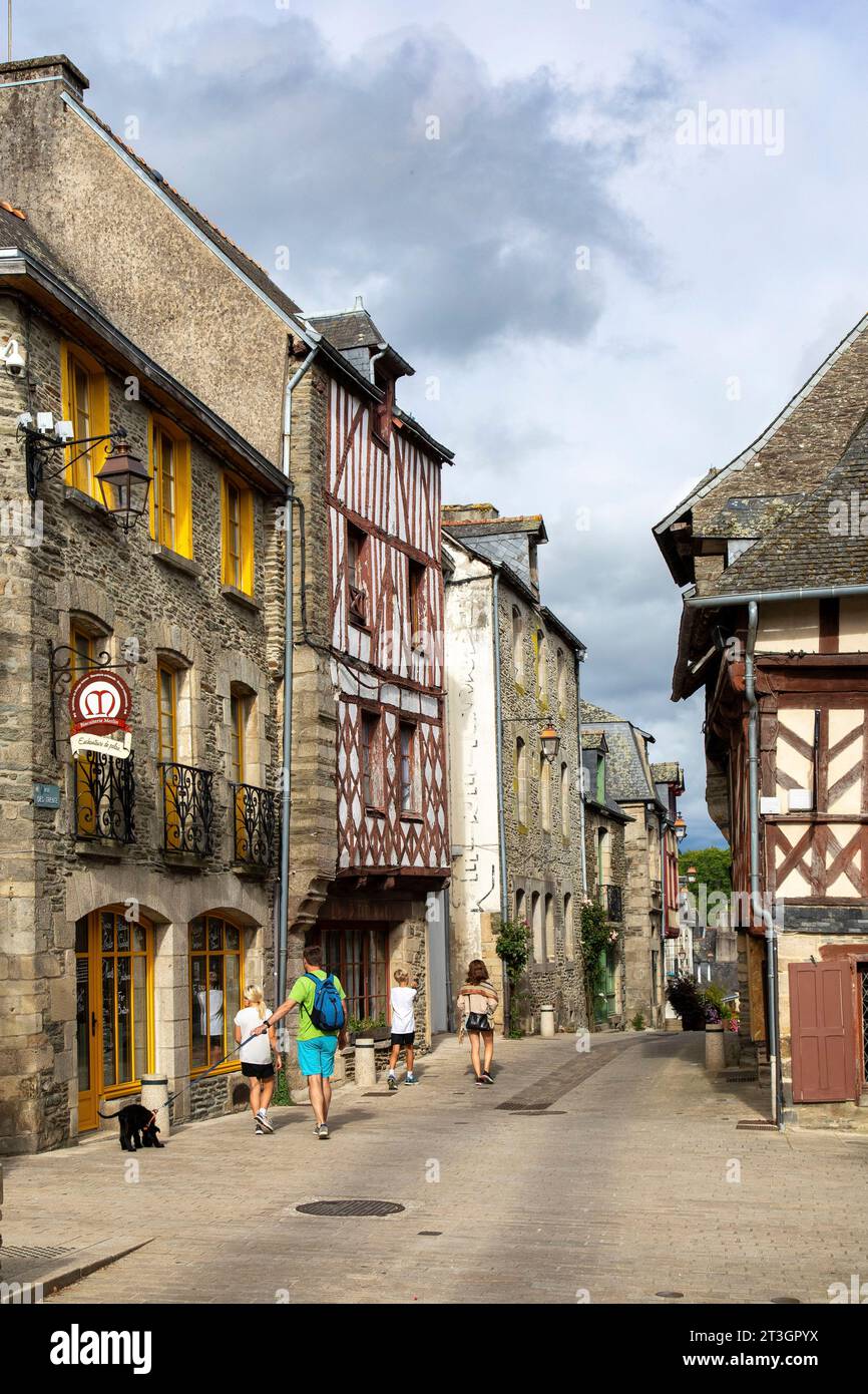 France, Morbihan, Josselin, historical centre, half-timbered house Stock Photo