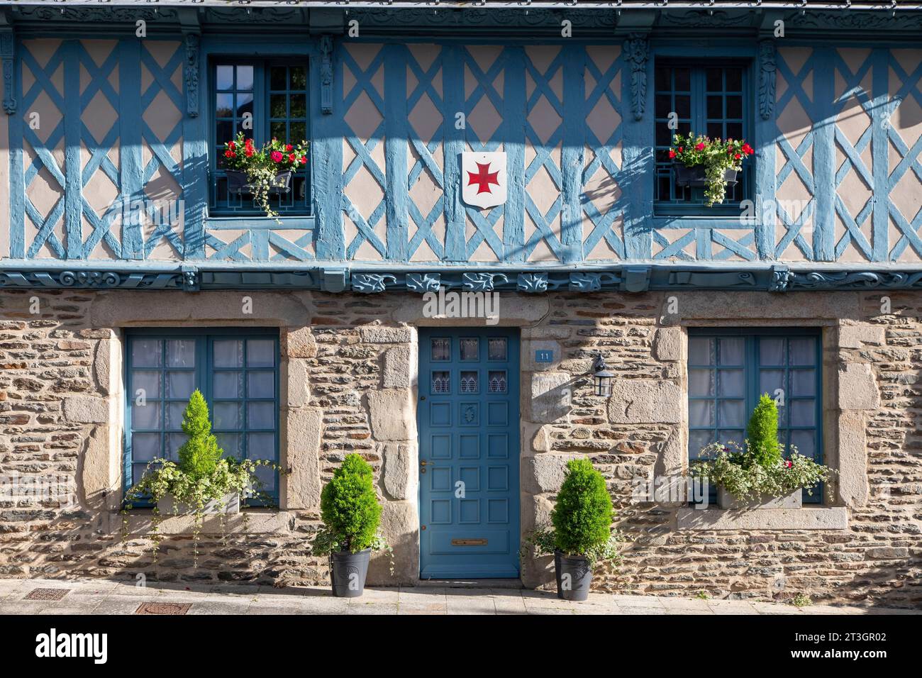 France, Morbihan, Josselin, rue des Vierges, half-timbered houses, former merchant homes dating from the 16th century Stock Photo