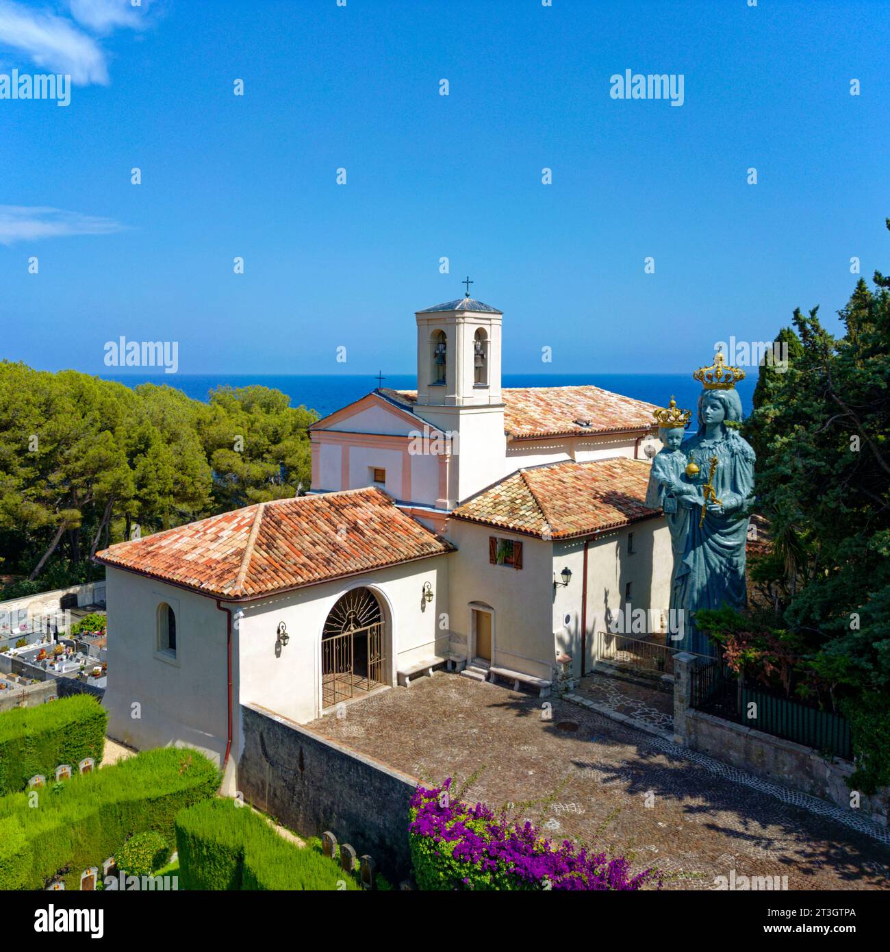 France Alpes Maritimes Saint Jean Cap Ferrat Saint Hospice and its imposing bronze Virgin Stock Photo Alamy