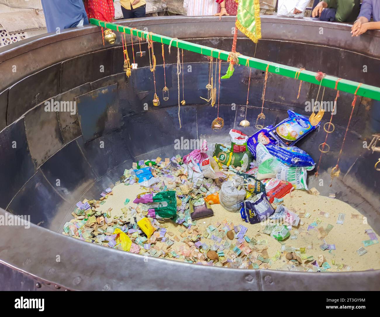 holy offerings donated by devotee at holy mosque big iron pan image is ...