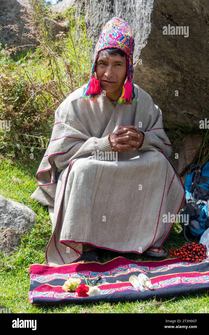 An Andean priesthood, called Despacho Stock Photo