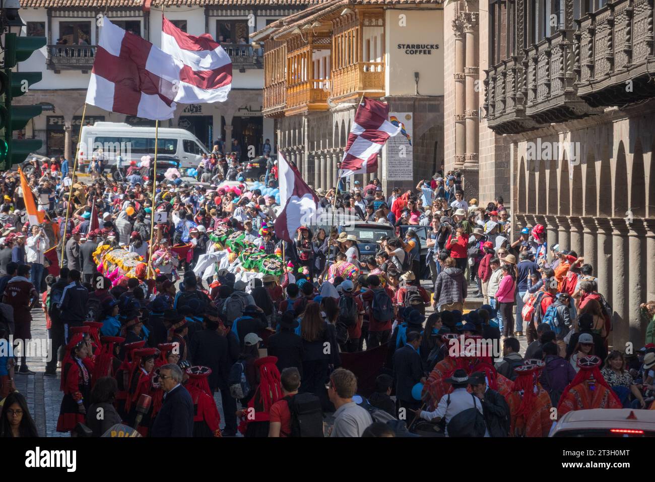 Procession on Cusco street, Peru Stock Photo