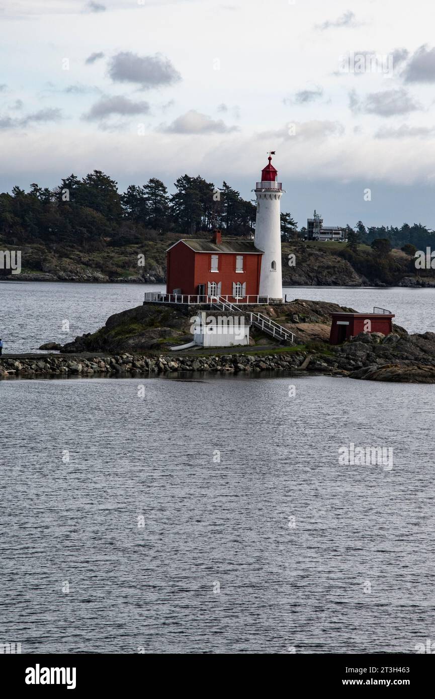 Fisgard Lighthouse at Fort Rodd Hill & Fisgard Lighthouse National Historic Site in Victoria, British Columbia, Canada Stock Photo