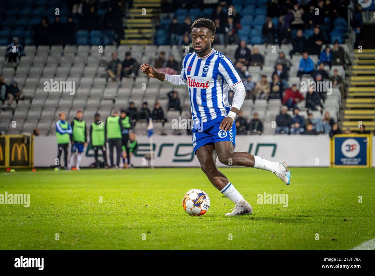 Odense, Denmark. 23rd, October 2023. Leeroy Owusu (20) of OB seen