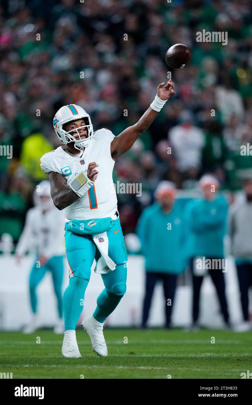 Miami Dolphins' Tua Tagovailoa plays during an NFL football game