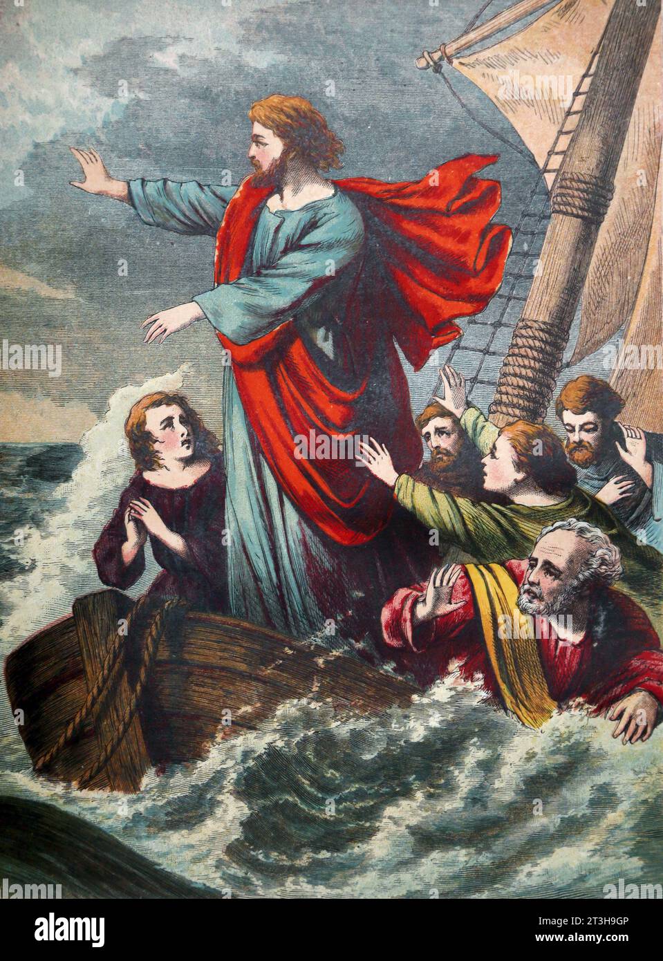 Illustration of Jesus Christ Stilling the Tempest Gospel of Matthew New
