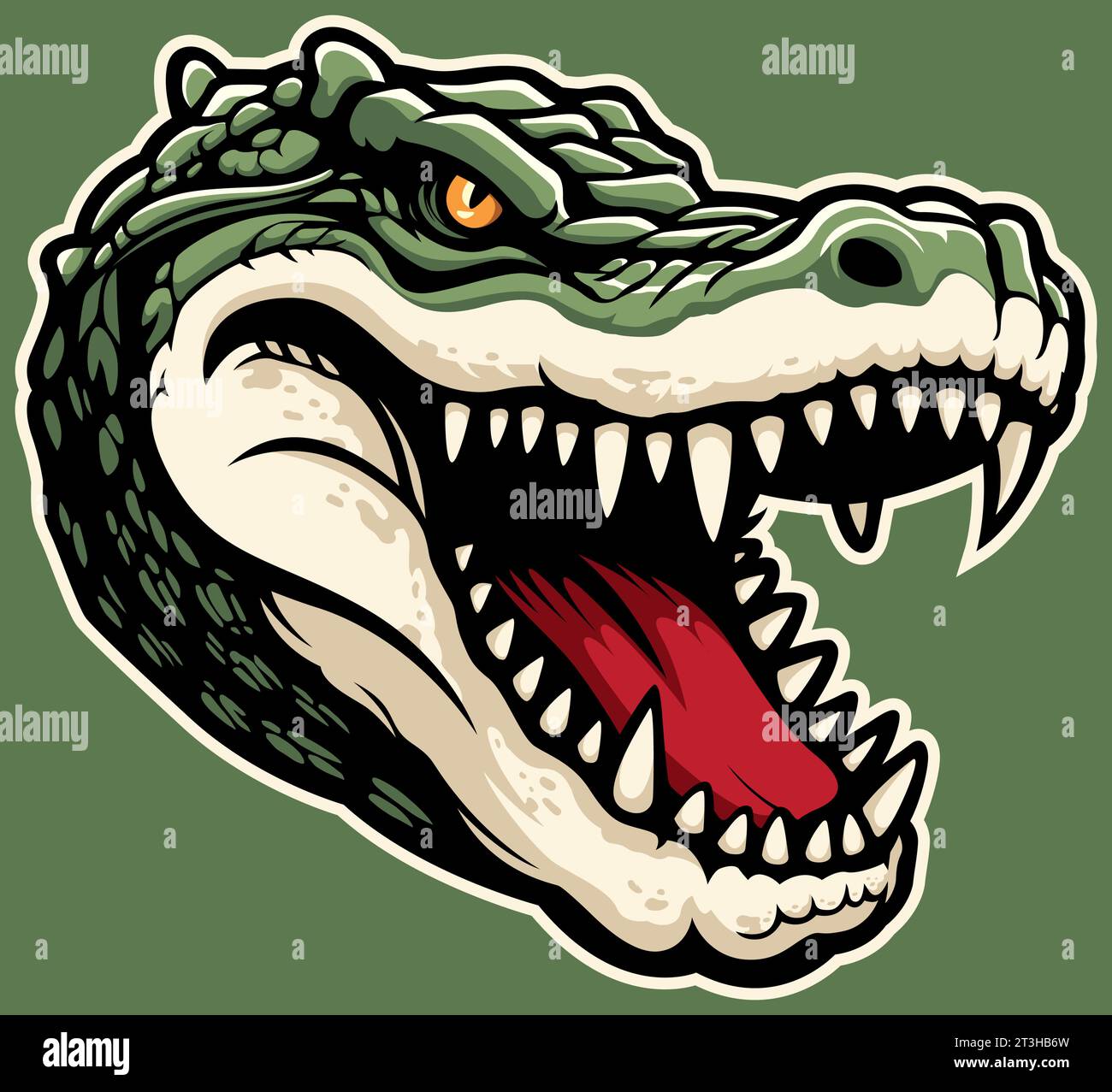 Mascot illustration of fierce crocodile head showing sharp teeth. Stock Vector