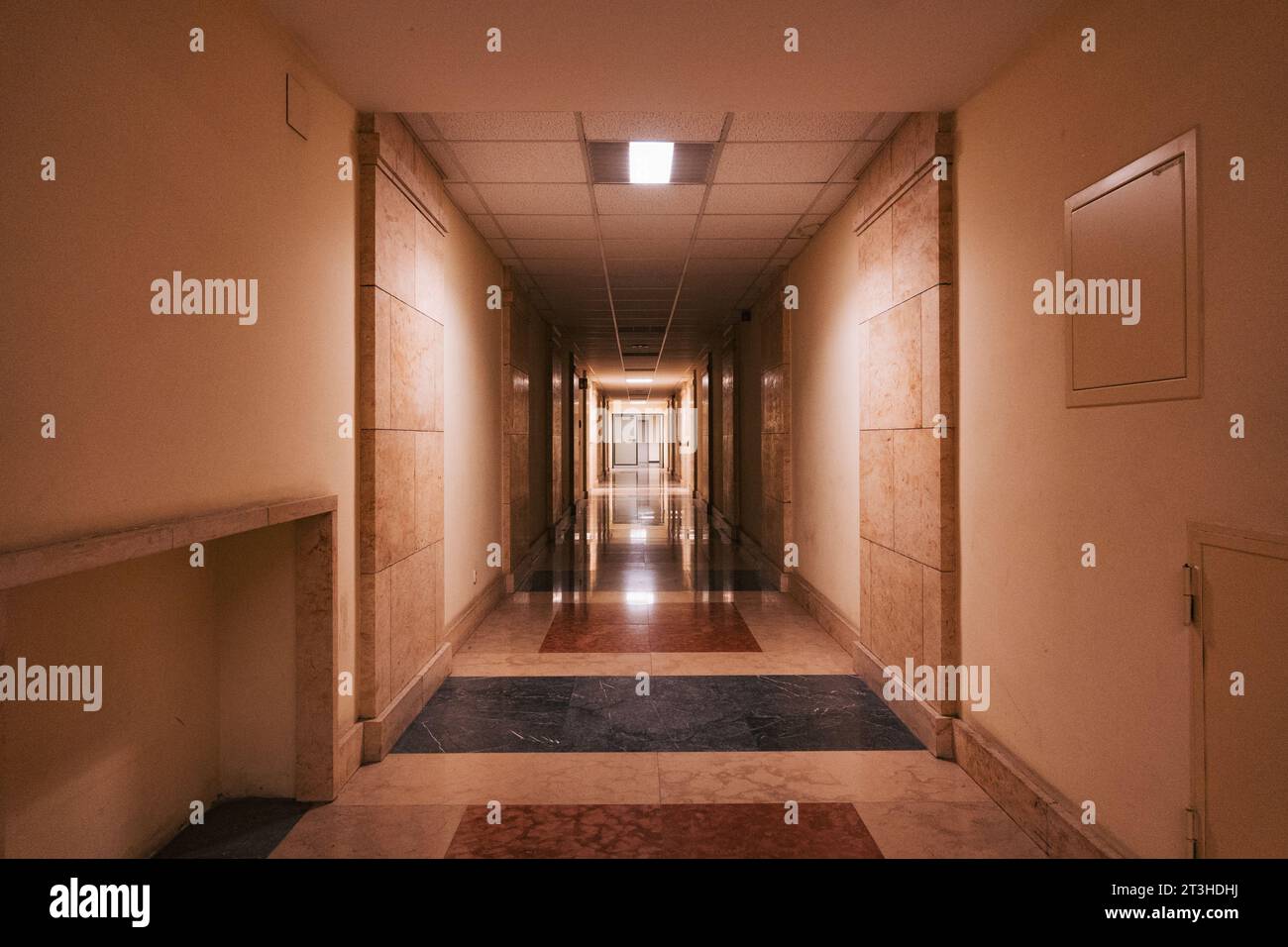 a corridor in the now-disused Tempelhof Airport, Berlin, Germany Stock Photo
