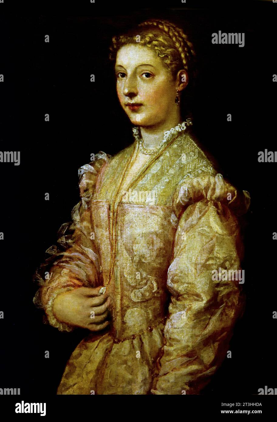 Portrait of Lavinia Vecellio  1545 Titian (IT) Museum. Italy. Stock Photo