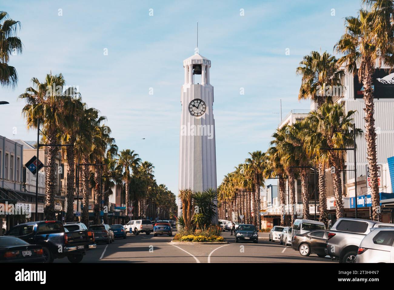 The Gisborne Town Clock in the city of Gisborne, New Zealand. Built in 1934, now a heritage structure Stock Photo