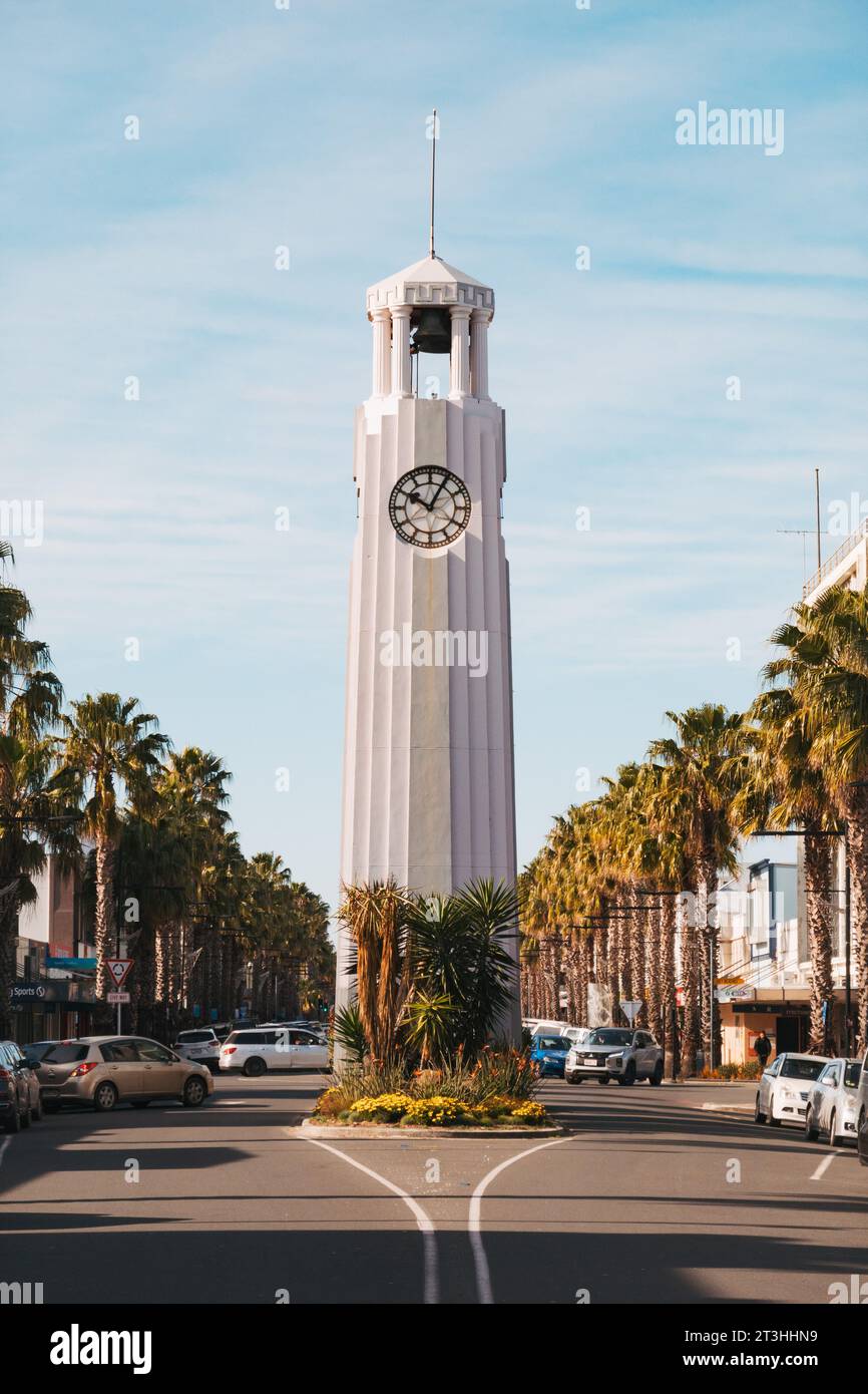 The Gisborne Town Clock in the city of Gisborne, New Zealand. Built in