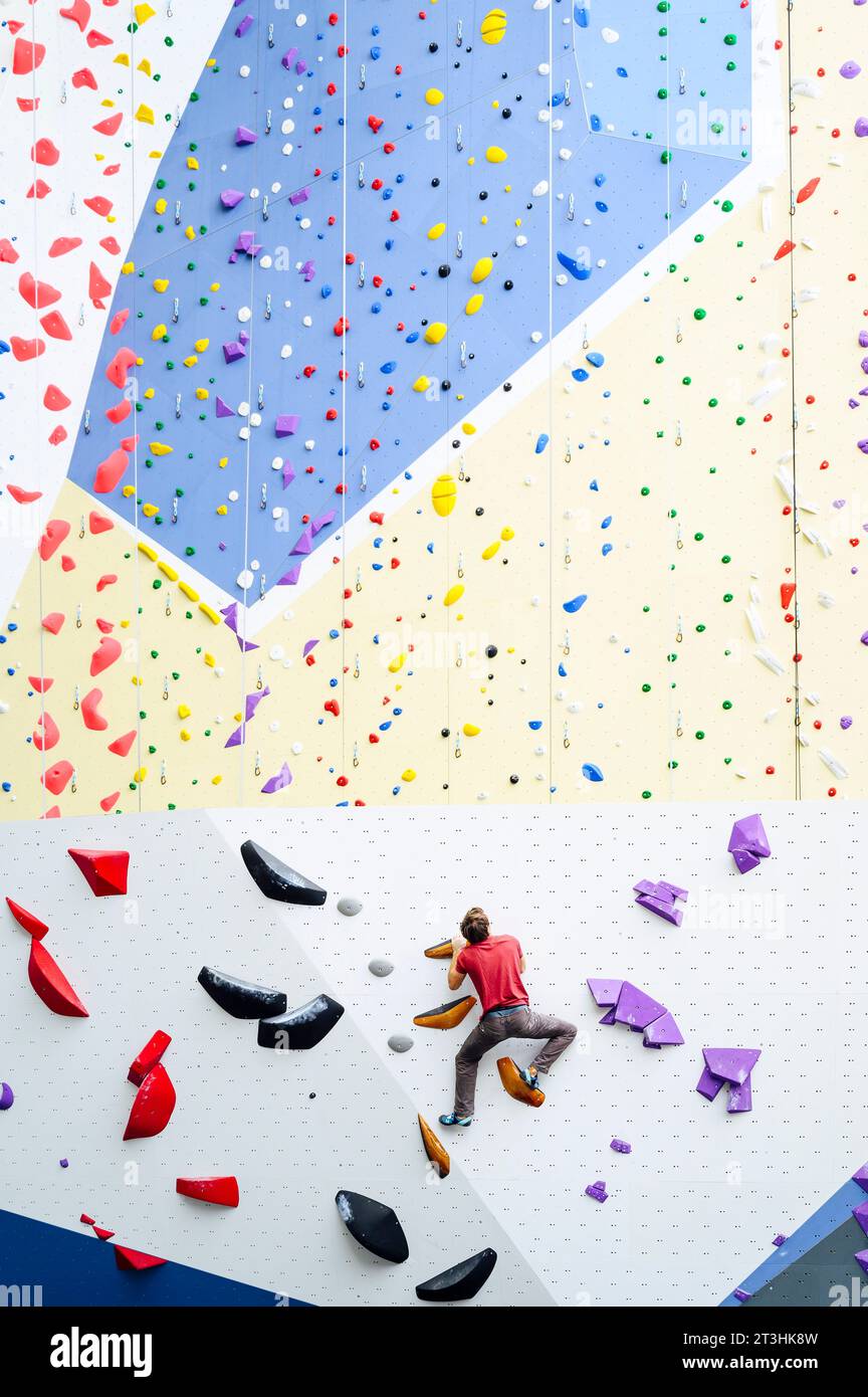 Rock climbing indoor Stock Photo - Alamy